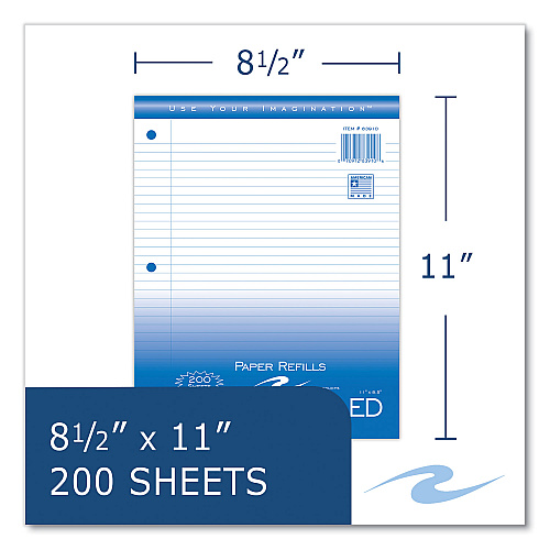 Roaring Spring Loose Leaf Paper, 8.5 x 11, 3-Hole Punched, College Rule, White, 200 Sheets/Pack, 24 Packs/Carton (83910CS)