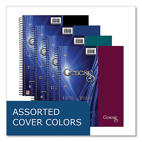 Roaring Spring Genesis Notebook, 3-Subject, Medium/College Rule, Randomly Assorted Cover Color, (150) 11 x 9 Sheets, 12/Carton (13114CS)
