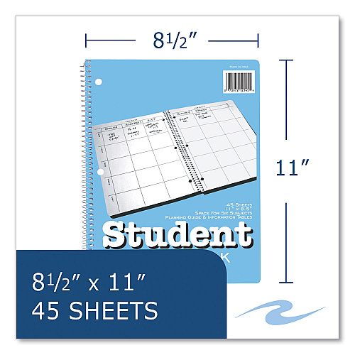 Roaring Spring Student Plan Book, Undated, Light Blue Cover, (45) 11 x 8.5 Sheets, 24/Carton (12145CS)