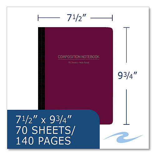 Roaring Spring Poly Flex Composition Notebook, Wide/Legal Rule, Randomly Assorted Cover, (70) 9.75 x 7.5 Sheets, 24/Carton (77290CS)