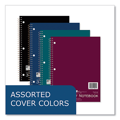 Roaring Spring Subject Wirebound Promo Notebook, 3-Subject, Wide/Legal Rule, Asstorted Cover, (120) 10.5 x 8 Sheets, 24/Carton (10041CS)