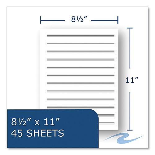 Roaring Spring Music Notebook, Music Transcription Format, White Cover, (32) 11 x 8.5 Sheets, 24/Carton (15009CS)
