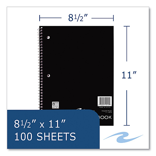 Roaring Spring Wirebound Notebook, 1-Subject, Medium/College Rule, Randomly Assorted Cover, (100) 11 x 8.5 Sheets, 24/Carton (11015CS)