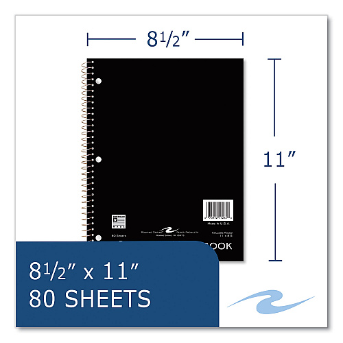 Roaring Spring Subject Wirebound Notebook, 1-Subject, Medium/College Rule, Assorted Cover, (80) 11 x 8.5 Sheets, 24/Carton (11281CS)