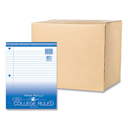 Roaring Spring Loose Leaf Paper, 8 x 10.5, 3-Hole Punched, College Rule, White, 150 Sheets/Pack, 24 Packs/Carton (20051CS)