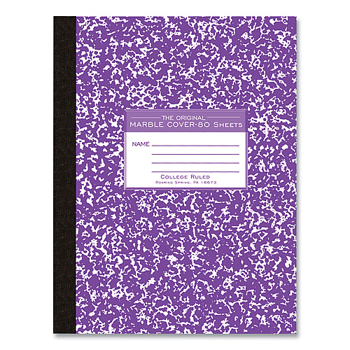 Roaring Spring Flexible Cover Marble Composition Book, Med/College Rule, Assorted Cover, (80) 10.25 x 7.88 Sheets, 48/Carton (77480CS)