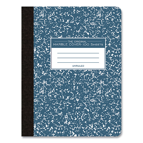Roaring Spring Hardcover Marble Composition Book, Unruled, Blue Marble Cover, (100) 9.75 x 7.5 Sheets, 24/Carton (77261CS)