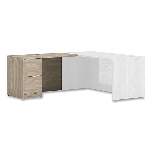 HON 10500 Series Return with Full-Height Pedestal, Left, 48" x 24" x 29.5", Kingswood Walnut (105906LLKI1)