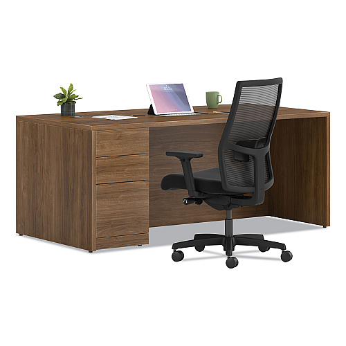 HON 10500 Series "L" Workstation Single Pedestal Desk with Full-Height Pedestal, 72" x 36" x 29.5", Pinnacle (105896LPINC)