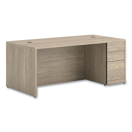 HON 10500 Series Single Full-Height Pedestal Desk, Right: Box/Box/File, 72" x 36" x 29.5", Kingswood Walnut (105895RLKI1)