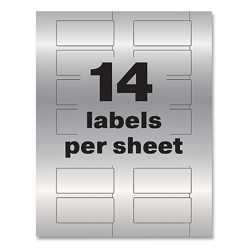 Avery PermaTrack Metallic Asset Tag Labels, Laser Printers, 1.25 x 2.75, Silver, 14/Sheet, 8 Sheets/Pack (61528)
