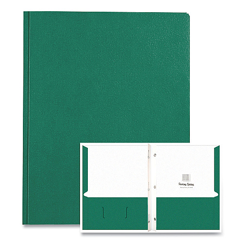 Roaring Spring Pocket Folder with 3 Fasteners, 0.5" Capacity, 11 x 8.5, Dark Green, 25/Box, 10 Boxes/Carton (54129CS)