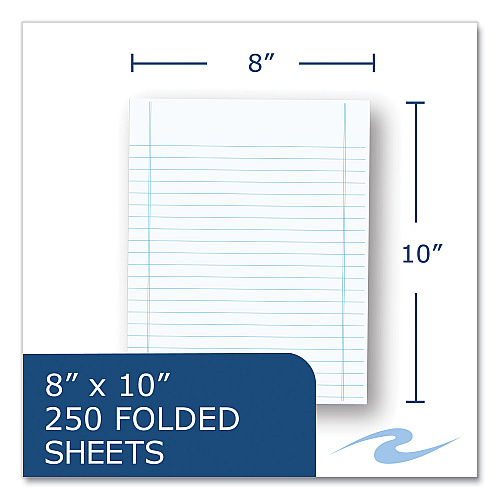 Roaring Spring New York Exam Paper, 8 x 10, Wide/Legal Rule, 250 Sheets/Pack, 10 Packs/Carton (77522CS)