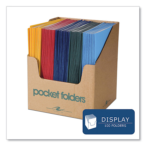 Roaring Spring Pocket Folder, 0.5" Capacity, 11 x 8.5, Assorted Colors, 100/Carton (50200CS)