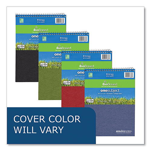 Roaring Spring Earthtones BioBased 1 Subject Notebook, Medium/College Rule, Assorted Covers, (70) 8.5 x 11.5 Sheets, 24/Carton (13363CS)