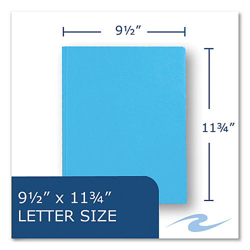 Roaring Spring Pocket Folder with 3 Fasteners, 0.5" Capacity, 11 x 8.5, Light Blue, 25/Box, 10 Boxes/Carton (54127CS)