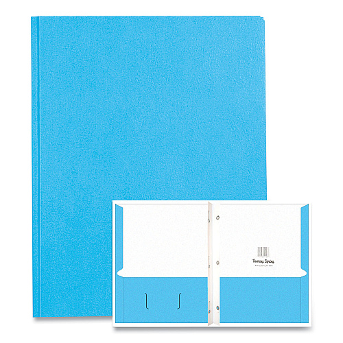 Roaring Spring Pocket Folder with 3 Fasteners, 0.5" Capacity, 11 x 8.5, Light Blue, 25/Box, 10 Boxes/Carton (54127CS)