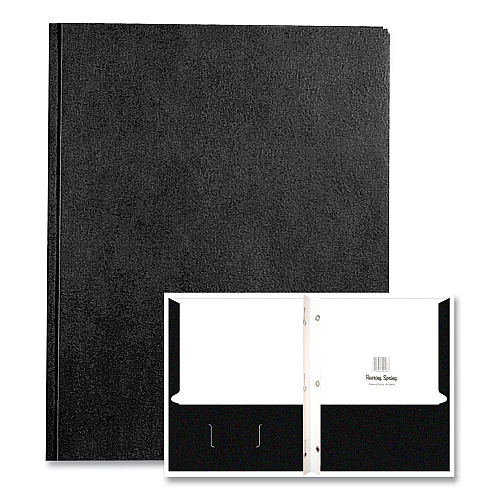 Roaring Spring Pocket Folder with 3 Fasteners, 0.5" Capacity, 11 x 8.5, Black, 25/Box, 10 Boxes/Carton (54120CS)