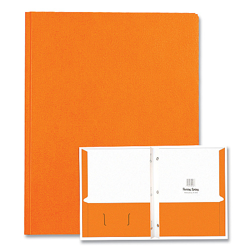 Roaring Spring Pocket Folder with 3 Fasteners, 0.5" Capacity, 11 x 8.5, Orange, 25/Box, 10 Boxes/Carton (54130CS)