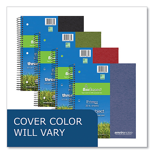 Roaring Spring Earthtones BioBased 3 Subject Notebook, Medium/College Rule, Randomly Assorted Covers, (120) 11 x 9 Sheets, 24/Carton (13365CS)