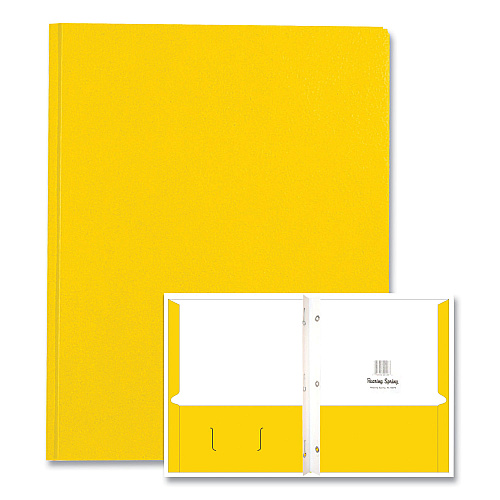 Roaring Spring Pocket Folder with 3 Fasteners, 0.5" Capacity, 11 x 8.5, Yellow, 25/Box, 10 Boxes/Carton (54125CS)