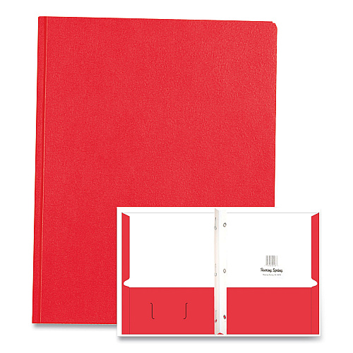 Roaring Spring Pocket Folder with 3 Fasteners, 0.5" Capacity, 11 x 8.5, Red, 25/Box, 10 Boxes/Carton (54126CS)