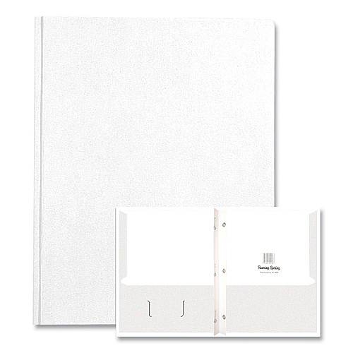 Roaring Spring Pocket Folder with 3 Fasteners, 0.5" Capacity, 11 x 8.5, White, 25/Box, 10 Boxes/Carton (54122CS)