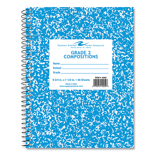 Roaring Spring Composition Book, 1-Subject, Grade 2 Manuscript Format, Blue Cover, (36) 9.75 x 7.5 Sheets, 48/Carton (10202CS)