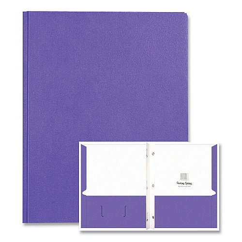 Roaring Spring Pocket Folder with 3 Fasteners, 0.5" Capacity, 11 x 8.5, Purple, 25/Box, 10 Boxes/Carton (54123CS)