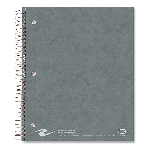 Roaring Spring Subject Wirebound Notebook, 3-Subject, Medium/College Rule, Assorted Cover, (120) 11 x 9 Sheets, 24/Carton (11384CS)