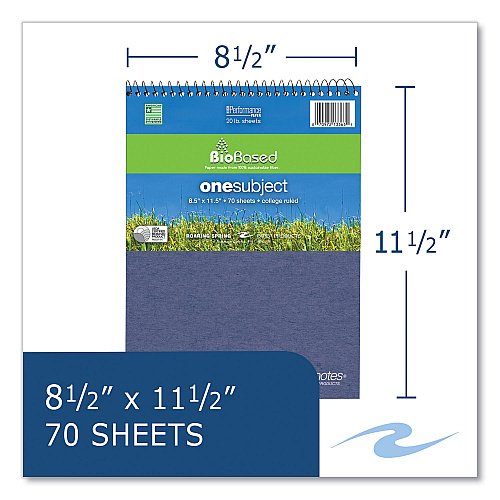Roaring Spring Earthtones BioBased 1 Subject Notebook, Medium/College Rule, Assorted Covers, (70) 8.5 x 11.5 Sheets, 24/Carton (13363CS)