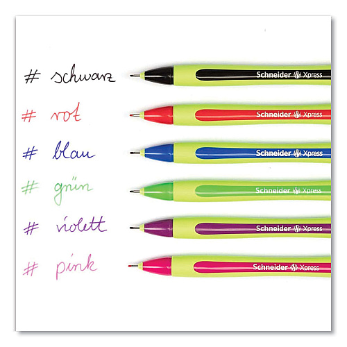 Schneider Xpress Fineliner Pen, Stick, Fine 0.8 mm, Assorted Ink and Barrel Colors, 6/Pack (190086)
