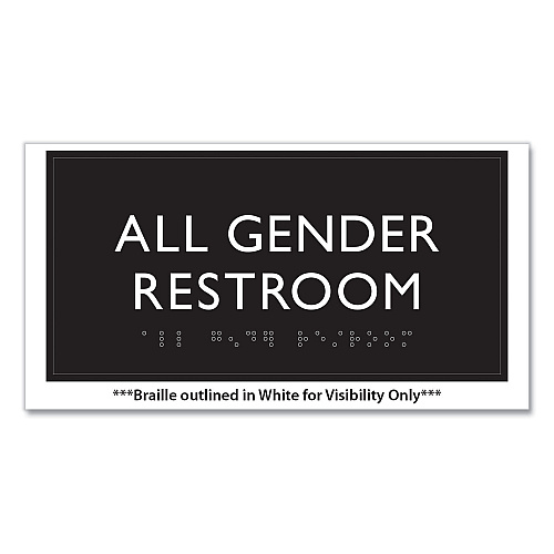 Headline ADA Sign, All Gender Restroom, Plastic, 4 x 4, Clear/White (69920)