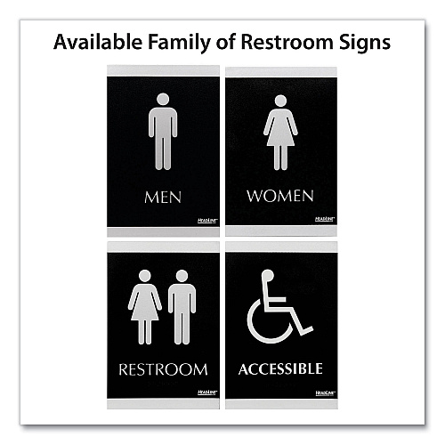 Headline Century Series Office Sign, Men; Women, 6 x 9, Black/Silver (4248)