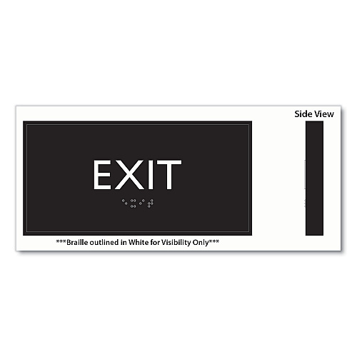 Headline ADA Sign, Exit, Plastic, 4 x 4, Clear/White (69922)