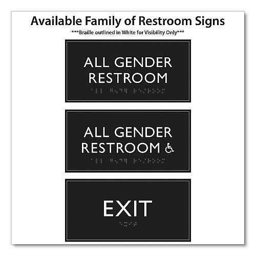 Headline ADA Sign, All Gender Restroom, Plastic, 4 x 4, Clear/White (69920)