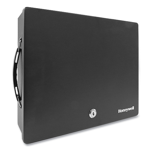 Honeywell Large Cash Management Box, Key Lock, 11 x 14.3 x 4.3, Steel, Black (6209)