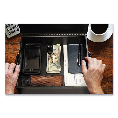 Honeywell Large Cash Management Box, Key Lock, 11 x 14.3 x 4.3, Steel, Black (6209)