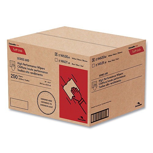 Cascades Tuff-Job Spunlace Towels, Crumple Pack, 14.38 x 14, White, 250/Carton (W630)