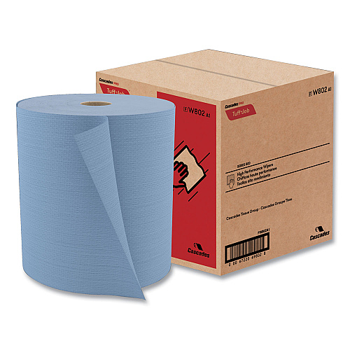 Cascades Tuff-Job Spunlace Towels, Jumbo Roll, 12 x 13, Blue, 475/Roll (W802)
