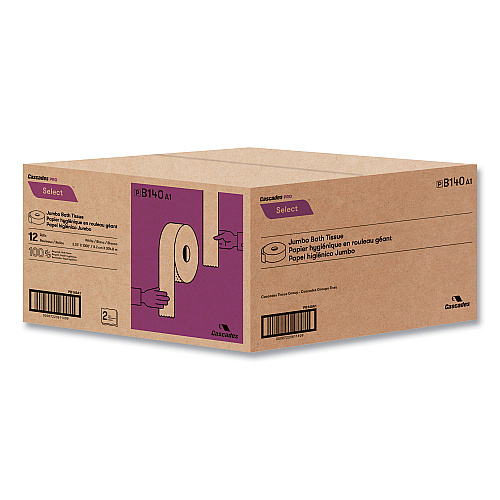 Cascades&reg; Pro Select Jumbo Toilet Paper, 2-Ply, 1,000-ft. Roll, 12 Rolls (B140)