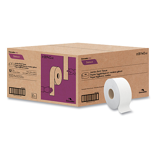 Cascades&reg; Pro Select Jumbo Toilet Paper, 2-Ply, 1,000-ft. Roll, 12 Rolls (B140)