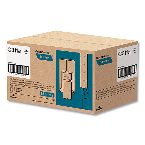 Cascades Tandem No Touch High Capacity Bath Tissue Dispenser, 7 x 6.6 x 12, White (C311)