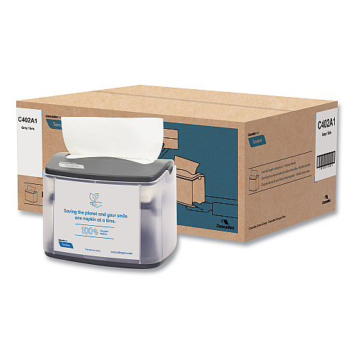Cascades Tandem Tabletop Napkin Dispenser, 6.1 x 8.16 x 6.3, Gray, 4/Carton (C402)