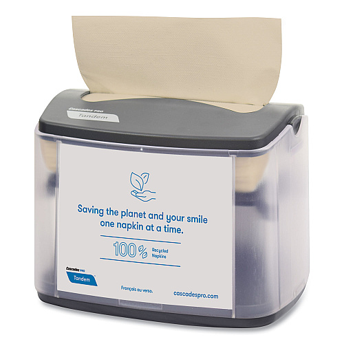 Cascades Tandem Tabletop Napkin Dispenser, 6.1 x 8.16 x 6.3, Gray, 4/Carton (C402)