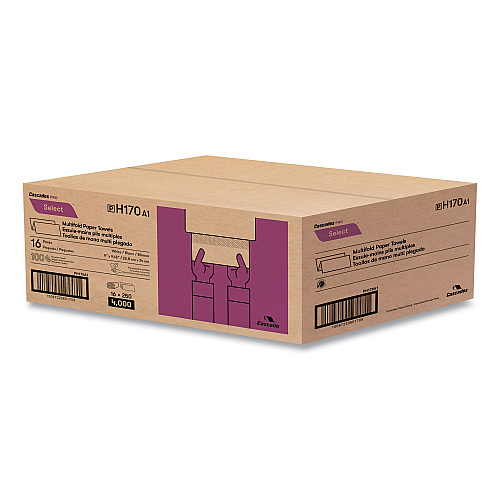 Cascades&reg; PRO Select Multifold Paper Towels, 1-Ply, White, 4000 Towels (H170)