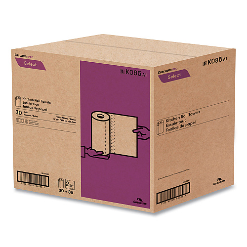 Cascades Select Kitchen Roll Towels, 2-Ply, 8 x 11, 85/Roll, 30/Carton (K085)