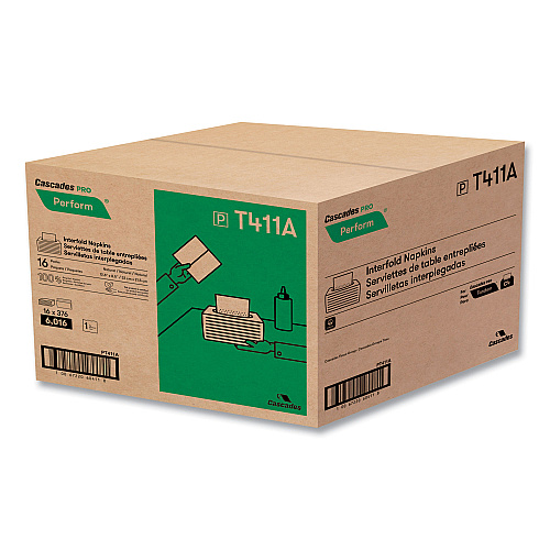 Cascades Perform Interfold Napkins, 1-Ply, 6.5 x 4.25, Natural, 376/Pack, 16 Packs/Carton (T411)