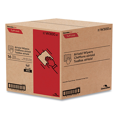 Cascades Tuff-Job S300 Airlaid Wipers, 12 x 13, White, 50/Pack, 16/Carton (W300)