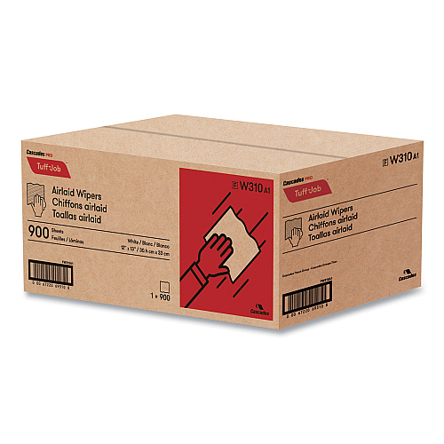 Cascades Tuff-Job Airlaid Wipers, Medium, 12 x 13, White, 900/Carton (W310)